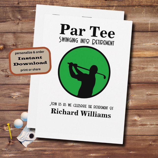 Convite Jogador de Golfe aposentado balançando em aposenta (Criador carregado)