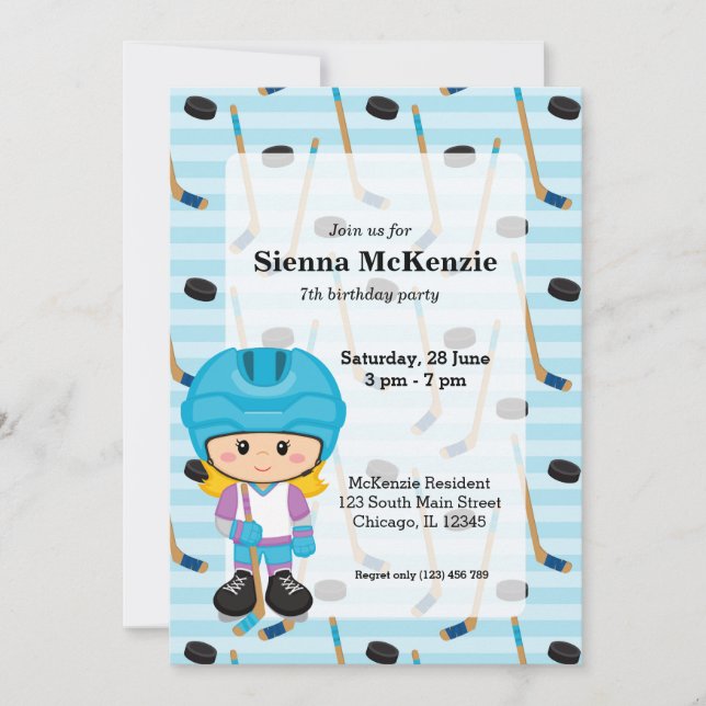 Convite Jogador de hóquei (Frente)