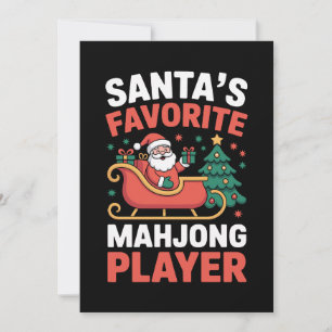 Convite Jogador de Mahjong Favorito do Papai Noel Trenó de