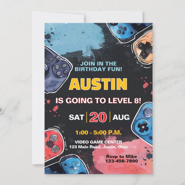 Convite Jogador de Nível Superior Qualquer Menino ou Menin (Frente)