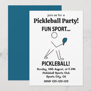 Convite Jogador de Pickleball Esportes Diversão Esporte Pi