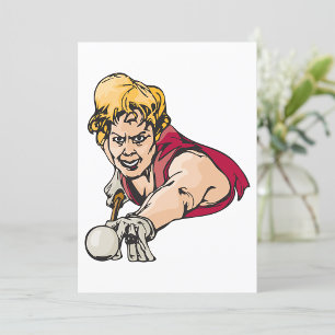 Convite Jogador de Sinuca Retro Esportes de Bilhar Vintage
