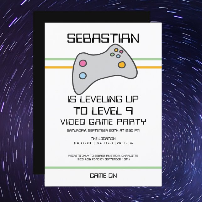 Convite Jogador de Vídeo de Computador Levantando Aniversá (Gamer birthday party invitations from Ricaso 
Personalized levelling up invite. )