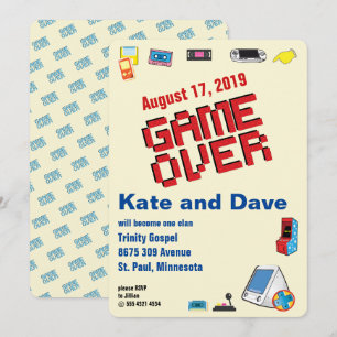 Convite Jogador Divertido de Vídeo Games Retrô 🎮 Casament