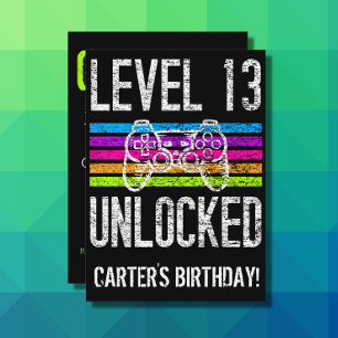 Convite Jogador Personalizado de Aniversário do Nível 13