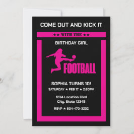 Convite Jogadora de futebol rosa, equipe de aniversários