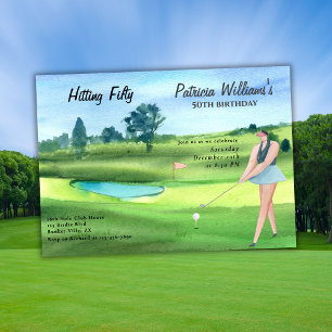 Convite Jogadora de Golfe Feminina Comemora 50º Aniversári