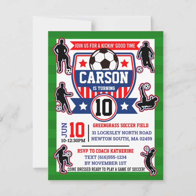 Convite Jogadores de futebol Festa de aniversário de futeb (Frente)