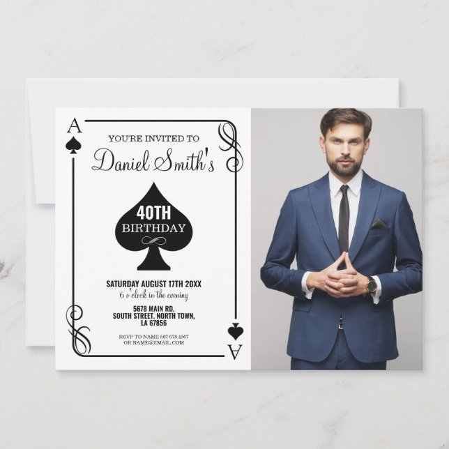 Convite Jogando Cartaz Ace Vegas Foto do Casino (Frente)