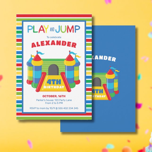 Convite Jogar e saltar azul e vermelho (Criador carregado)