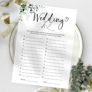 Convite Jogo A-Z de Casamento de chá de panela