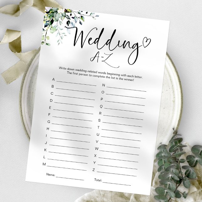 Convite Jogo A-Z de Casamento de chá de panela (Criador carregado)