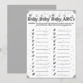 Convite jogo abc unisex unisex de chá de fraldas fofo