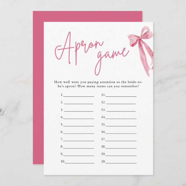 Convite Jogo Apron do Chá de panela Elegante Blush Pink (Frente/Verso)