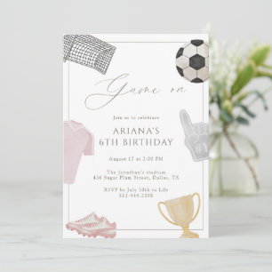 Convite Jogo Cor-de-rosa Festa de Aniversário de Futebol F