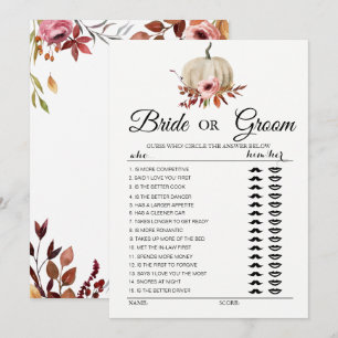 Convite Jogo da Noiva ou Noivo com abóbora floral