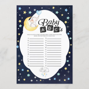 Convite Jogo de ABC do Elefante Bebê Over The Moon