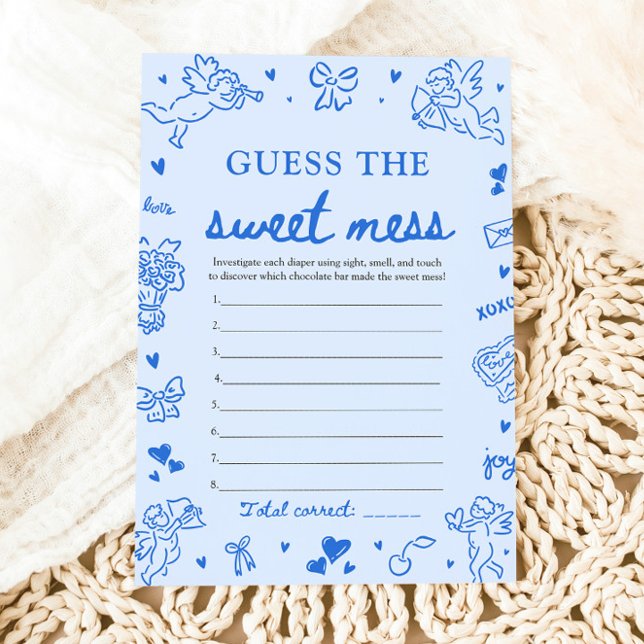 Convite Jogo de Adivinhação de Doçuras no Chá de Bebê Dese (Hand Drawn Baby Shower Guess The Sweet Mess Game)