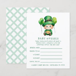 Convite Jogo de adivinhação do chá de fraldas Baby Leprech