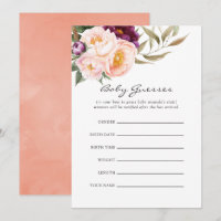 Jogo de Adivinhação do Chá de fraldas Floral Peach