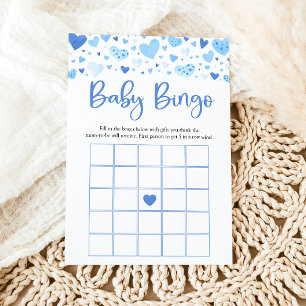 Convite Jogo de Baby Shower Blue Hearts Valentine Baby Bin