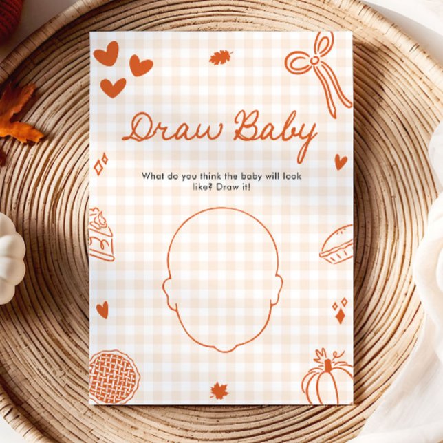 Convite Jogo de Bebê do Desenhar de Chá de fraldas Italian (Fall Hand Drawn Italian Baby Shower Draw Baby Game)