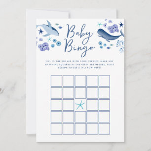 Convite Jogo de Bingo Bebê Baleia Menino Azul Debaixo do M
