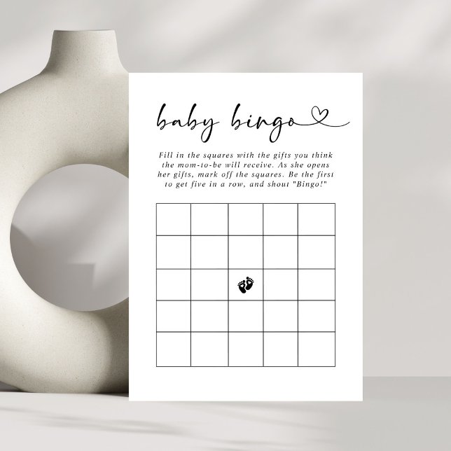 Convite Jogo de Bingo de Bebê de Letra Elegante Minimalist (Criador carregado)
