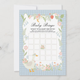 Convite Jogo de Bingo de Bebê Gingham Floral Gingham Bobo