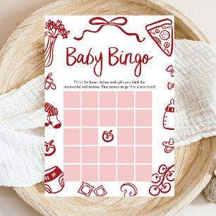Convite Jogo de Bingo de Bebê Italiano Desenhado à Mão Ver