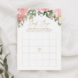 Convite Jogo de Bingo de Chá de fraldas Floral Rosa Blush