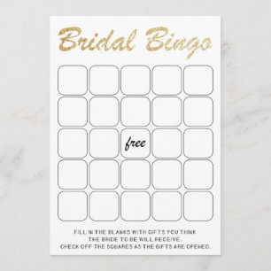 Convite Jogo de bingo de chá de panela com brilho Dourado