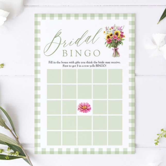 Convite Jogo de Bingo de Chuveiro de Noiva Sage Fresh Off  (Sage Fresh Off The Market Bridal Shower Bingo Game)