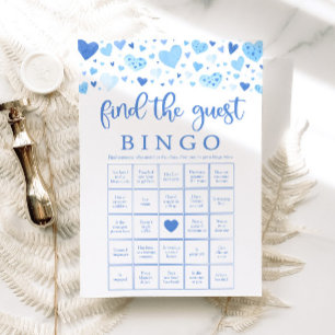 Convite Jogo de Bingo de Coração Azul para Encontrar o Con