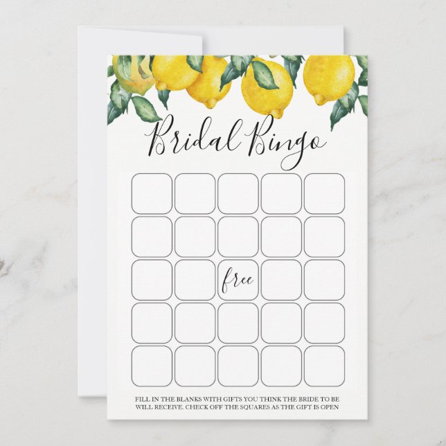 Convite Jogo de bingo de limões (Frente)