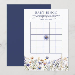 Convite Jogo de Bingo para Chá de Bebê Boho Flor Silvestre