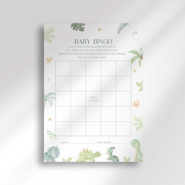 Convite Jogo de Bingo para Chá de Bebê do Dino Bebê (Criador carregado)
