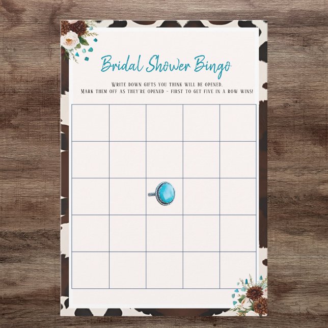 Convite Jogo de Bingo para Chá de Noiva com Flores Silvest (Western Boho Wildflowers Bridal Shower Bingo game)