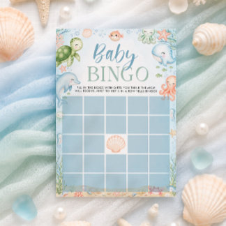 Convite Jogo de Bingo para Chás de Bebê Sea You Soon Ocean