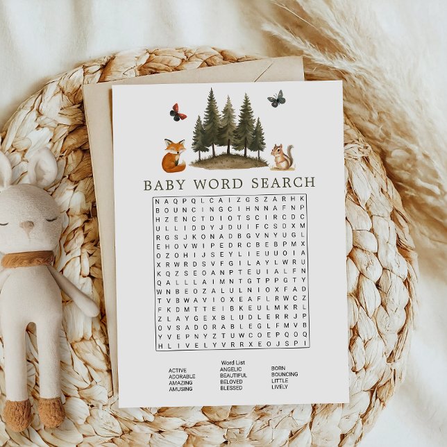 Convite Jogo de Busca de Palavras de Animais da Floresta W (Criador carregado)