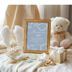 Convite Jogo de caça ao chupeta azul para baby shower cele