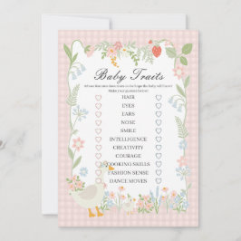 Convite Jogo de Características de Bebê Xadrez Floral Gans