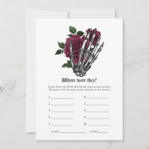Convite Jogo de Casamento Gótico Floral Borgonha Esqueleto