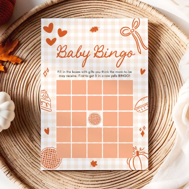 Convite Jogo de Chá de Bebê Bingo Baby Little Cutie Pie de (Fall Little Cutie Pie Baby Bingo Baby Shower Game)