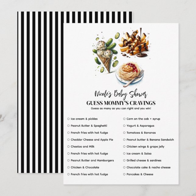 Convite Jogo de Chá de Bebê Desejos de Sorvete e Picles  (Frente/Verso)