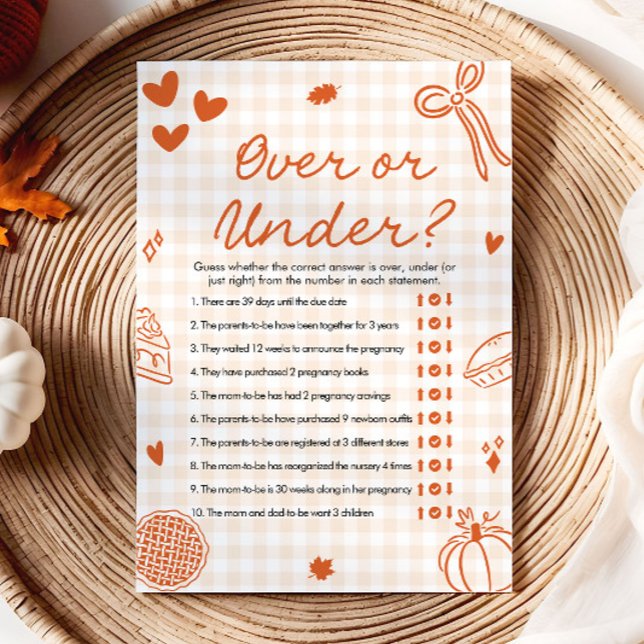 Convite Jogo de Chá de Bebê Italiano Desenhado à Mão Acima (Hand Drawn Italian Over Or Under Baby Shower Game)