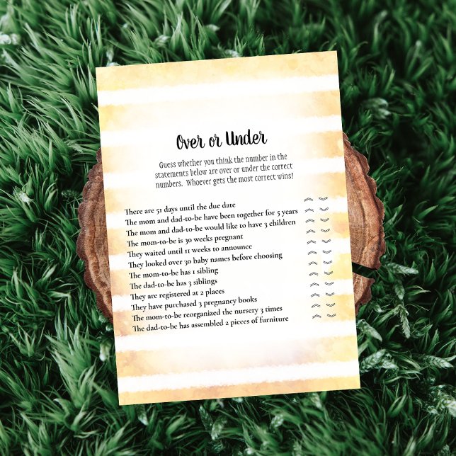 Convite Jogo de Chá de Bebê Tan Bunny Yellow Over Under (Criador carregado)