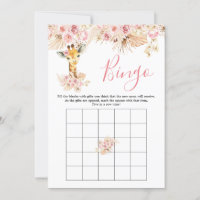 Jogo de Chá de fraldas Bingo Blush Pink Boho Giraf