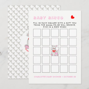 Convite Jogo de Chá de fraldas Bingo de Coelhos Coelhinho