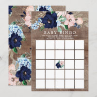 Jogo de Chá de fraldas BINGO Floral para marinho e